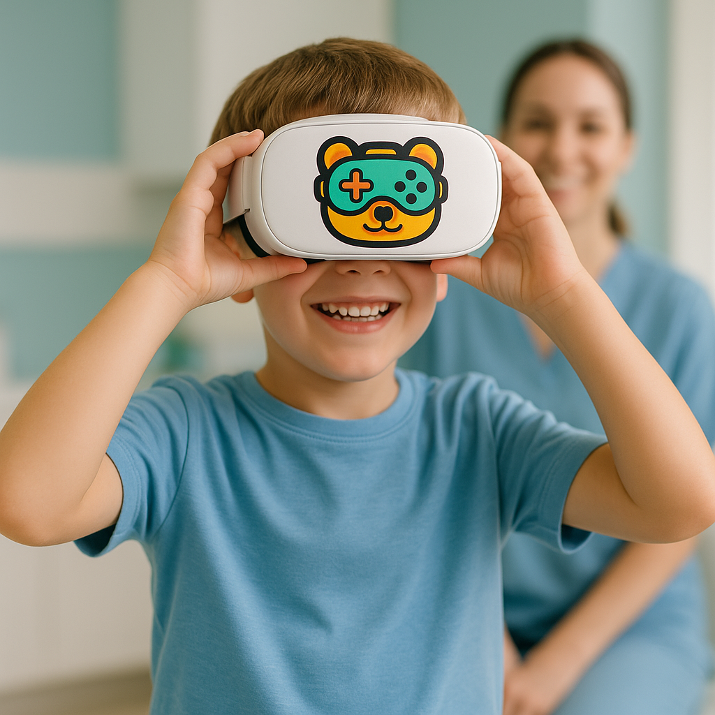 Niño colocándose gafas VR